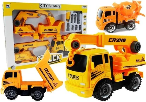 Lean Toys Žaislinių statybinių transporto priemonių rinkinys