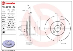 Stabdžių diskas BREMBO 09.7292.34 kaina
