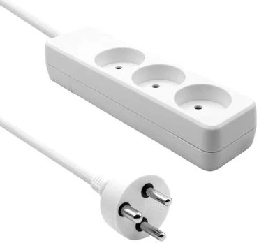 MicroConnect Danish Power Strip 3-way Baltas 3m cable