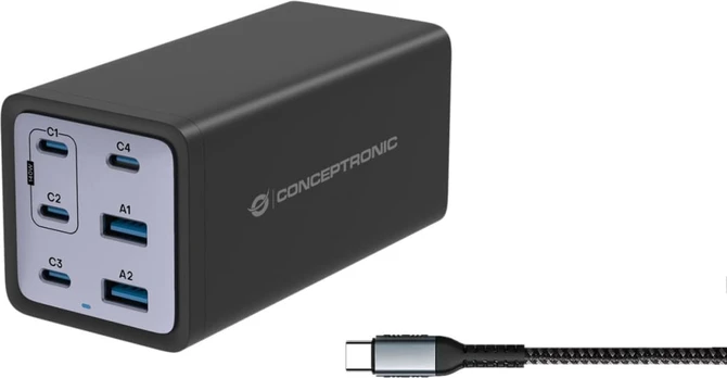 Conceptronic OZUL06BE 6-Port 200W USB-C Ladegerät