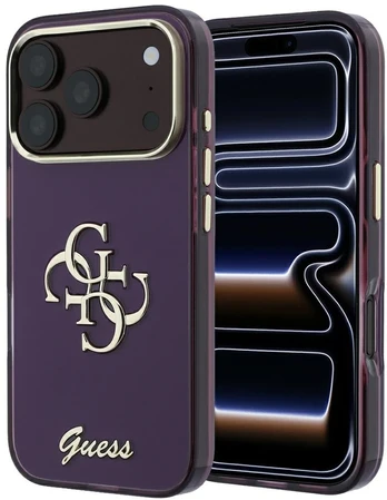 Dėklas Guess IML 4G Script Metal case for iPhone 17 Pro / 18 Pro - burgundy