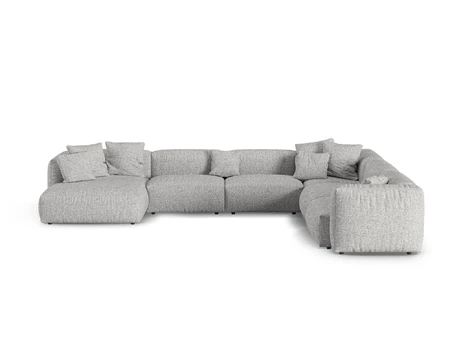 Boucle Modular Right Corner Sofa, "Martina", 6 Seats, 420x330x75, Silver