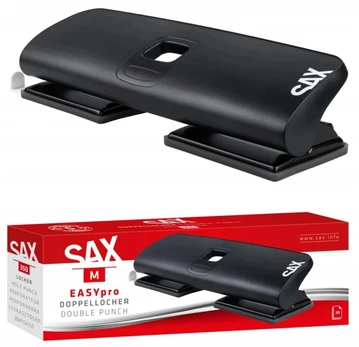 Perforatorius SAX 350 EasyPro M Double, perforuoja iki 20 lapų, 4 skylės, juodas (ISAXE350-05)