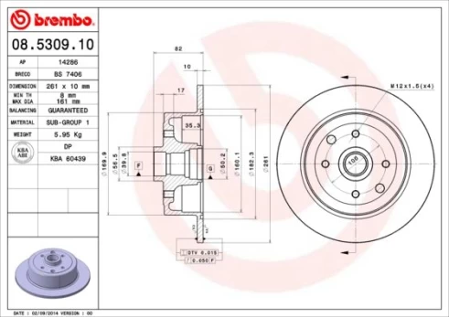 Stabdžių diskas BREMBO 08.5309.10