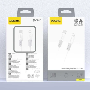 Dudao L25SX 30W USB-C - Lightning Cable with Soft Silicone Braid 1m - Baltas