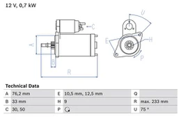 BOSCH 0 986 010 530 Starteris