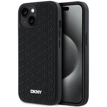 DKNY DKHCP15S3DRPWK iPhone 15 | 14 | 13 6.1" juoda|juodas hardcase 3D Rubber Repeat Pattern