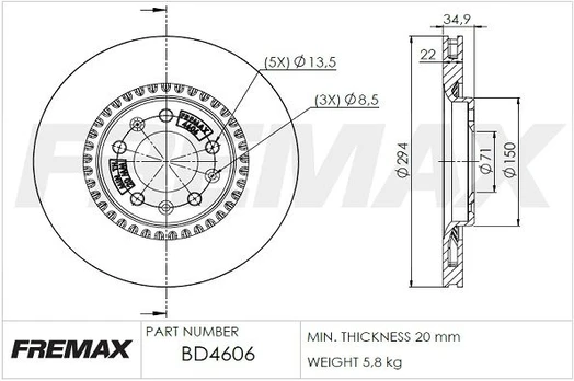 Stabdžių diskas FREMAX BD-4606