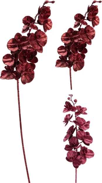 Dirbtinė gėlė ORCHID GLITTER, t.raudonos sp., 2 rūšių, 98 cm