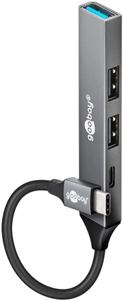 Goobay 74459 interface hub USB Type-C 5000 Mbit/s Light pilkas