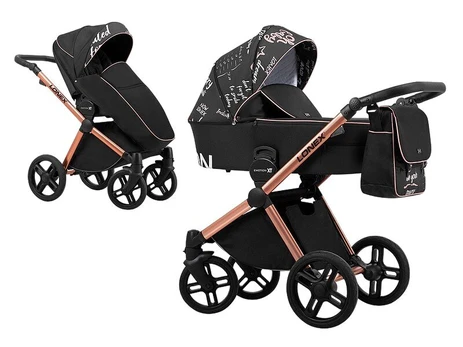 Universalus vežimėlis Lonex Emotion Print XT02 2in1, Black