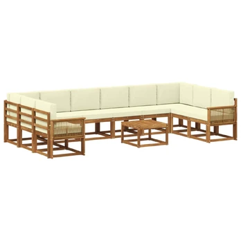 Lauko sofos komplektas 11 pcs Natūralus ir grietinėlė