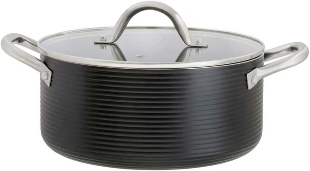 Puodas aluminiowy su dangteliu Ribs 24 cm 4,6 l AMBITION