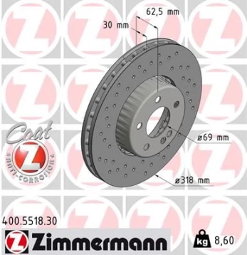 Stabdžių diskas ZIMMERMANN 400.5518.30