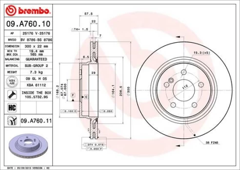 Stabdžių diskas BREMBO 09.A760.11