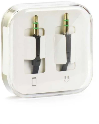Oem Flat AUX cable 3,5mm Jack juodas in BOX