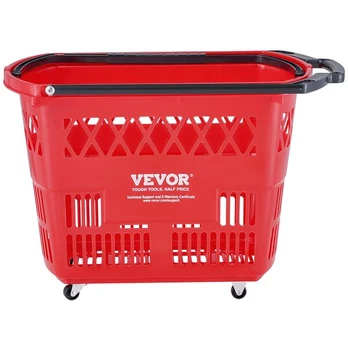 Raudonas plastikinis prekybos vežimėlis 6 vnt 39L