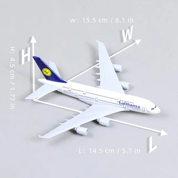 Metalinis lėktuvo modelis Airbus A380 Lufthansa 1:400 su stovu