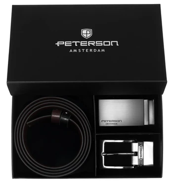 Dvipusis vyriškas odinis diržas Peterson, 2 sagtys M609