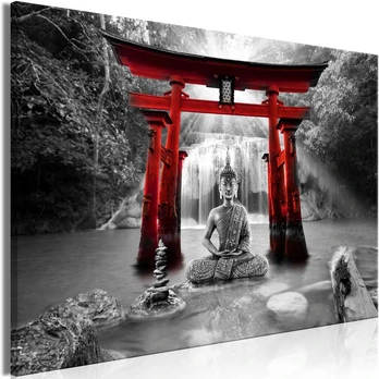 Artgeist Paveikslas - Buddha Smile (1 Part) Wide Raudona