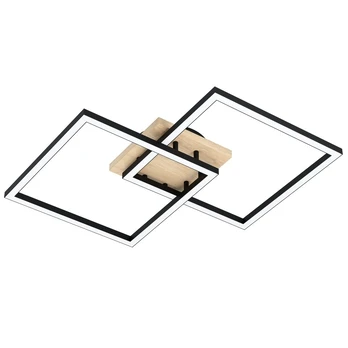 EGLO Lomaltas-Z Smart Ceiling Lamp – Black &amp; Oak – 49.5x77 cm – Tunable White – Zigbee &amp; Bluetooth