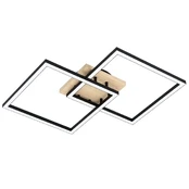 EGLO Lomaltas-Z Smart Ceiling Lamp – Black &amp; Oak – 49.5x77 cm – Tunable White – Zigbee &amp; Bluetooth kaina