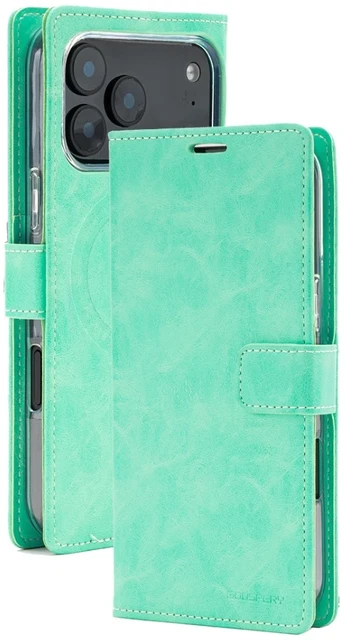 Mercury BlueMoon Diary MagSafe Dėklas skirtas iPhone 17 Pro Max / 18 Pro Max Mint