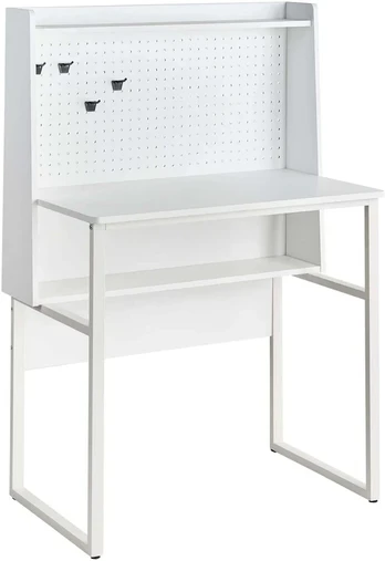 Beliani Rašomasis stalas su perforuota lenta BUXTON, baltas, 84 cm x 48 cm