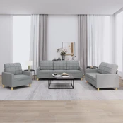 Sofa Sofos komplektas su pagalvėlėmis, 3 dalių, pilkas, audinys kaina