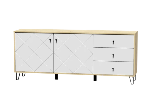Komoda Bilbao, balta/rusva, 40 cm x 183.4 cm x 75.2 cm