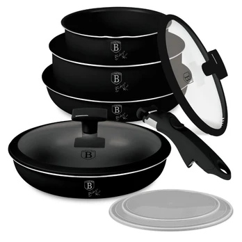 Berlinger Haus puodų ir keptuvių rinkinys Matte Black BH-8257, juodas, 9 dalių