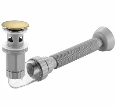 Praustuvo sifonas REA Flow su Click-Clack, Brushed Gold
