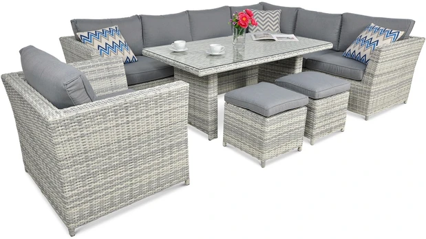 Lauko baldų komplektas Moniz Dining PLUS, White Grey