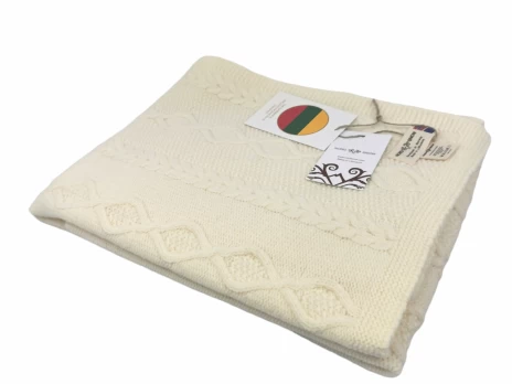 MILLI pledas merino vilna DIAMOND, aran ecru, 100x130cm