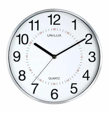 Unilux 400094280, Wall, Quartz clock, Round, Pilkas, Plastic, Glass