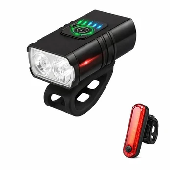 Dviračio žibintai USB, priekinis ir galinis rinkinys, 6 vnt.