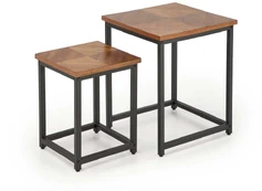 ELZA set of 2 coffee tables, walnut/juodas kaina