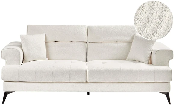 Beliani 3 vietų sofa SKIVE Boucle balta