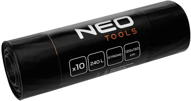 Neo Tools Statybiniai maišeliai 240 L, juodi, 10 vnt, 60 mic