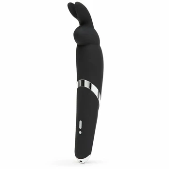 Happy Rabbit Wand Black - Silikoninis Masažuoklis
