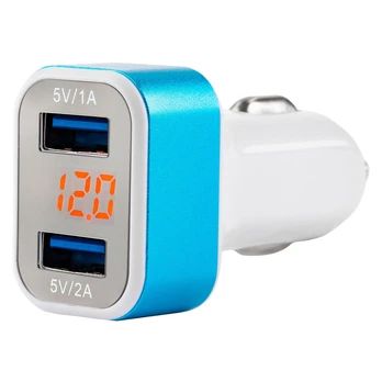 automobilinis kroviklis 2x usb + voltmetras testas-04 amio-01028