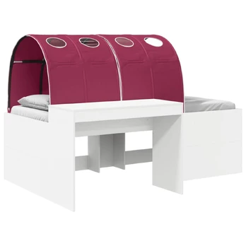 Lova su tuneliu 3 pcs Balta ir raudona Apdirbta mediena