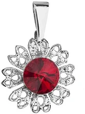 Evolution Group Glittering pendant with red Swarovski crystal Flower 54032.3 siam