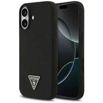 Dėklas GUESS case for IPHONE 17 compatible with MagSafe GUHMP17SSCTRLMK (Silicone W/ Triangle Logo) juodas