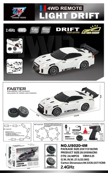 R/C Drift Car 1:20 with Lights Function White