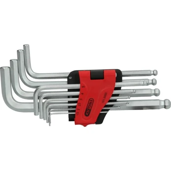 L-raktų šešiakampių komplektas 1,5-10mm, 10vnt, ilgi, KS Tools