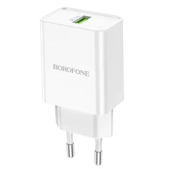 Įkroviklis buitinis Borofone BN5 QC 3.0 18W, baltas