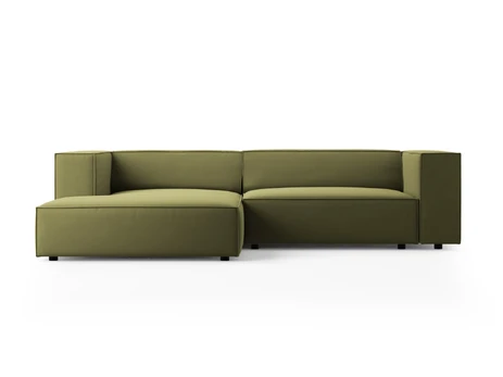 Velvet Left Corner Sofa, "Arendal", 3 Seats, 224x166x70 Made in Europe