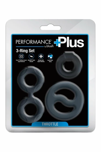 Performance Plus Throttle 3-Ring Set Platinum Silicone Black
