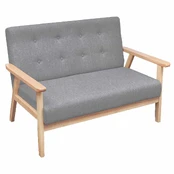 Dvivietė sofa, šviesiai pilkos spalvos, audinys kaina